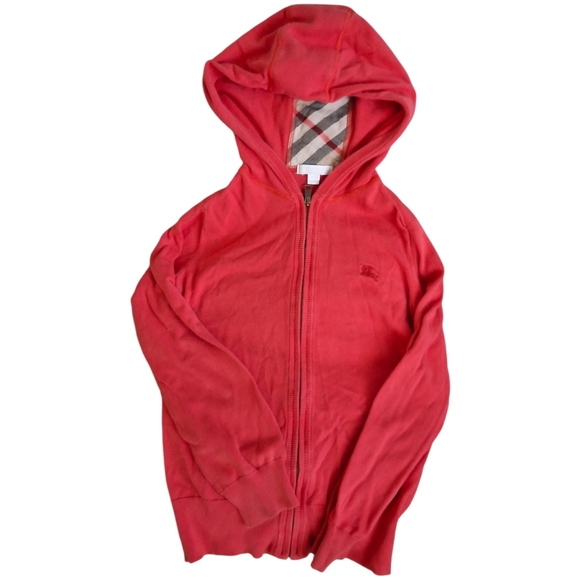 Burberry Other - Burberry Kids Red Hooded Zip Up Sweashirt Girls Size 12 Years